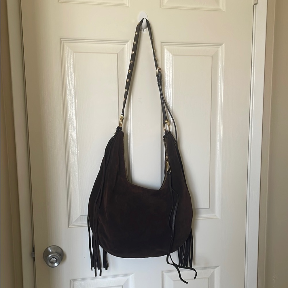 Michael Kors Dark Brown Hobo Bag with Fringe